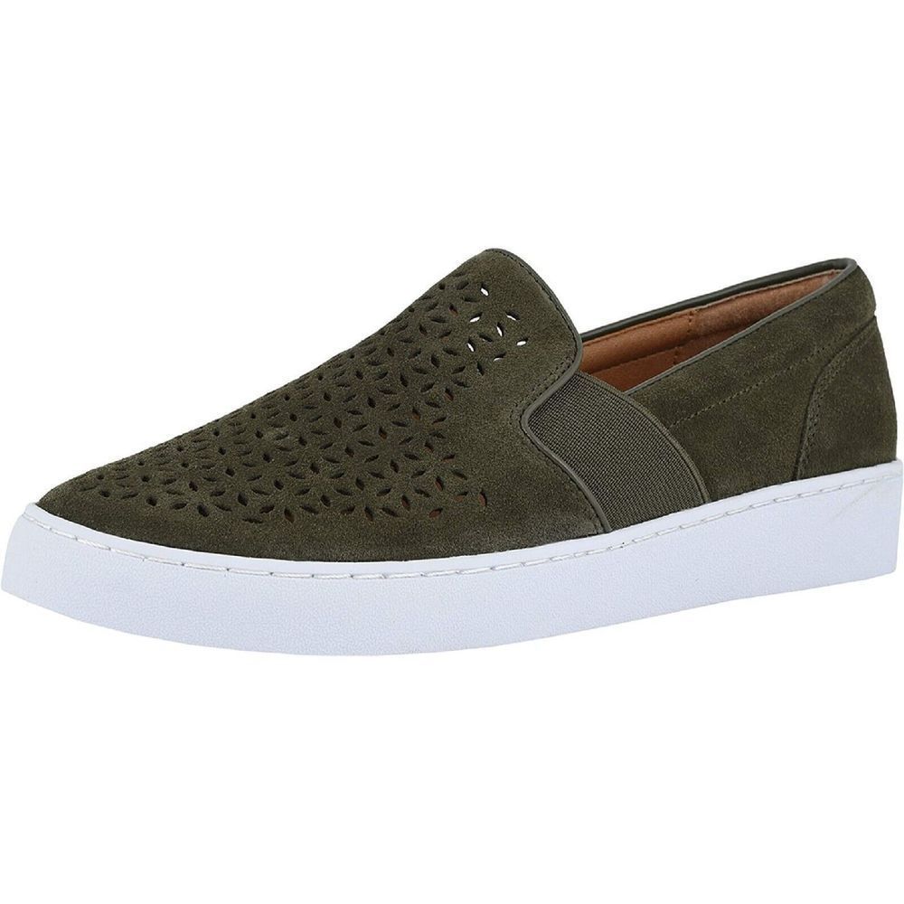 Vionic KANI  Women  Olive Laser Cut  Suede Slip-On Shoes Sneakers Sz 7.5 EUC